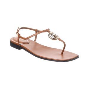 Gucci Double G Leather Sandal, Brown